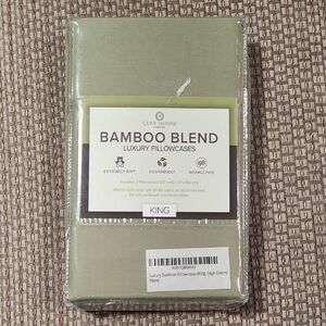 Cosy House Bamboo Set of 2 Pillowcases Luxury Sage Green Bedding King Soft Sleep